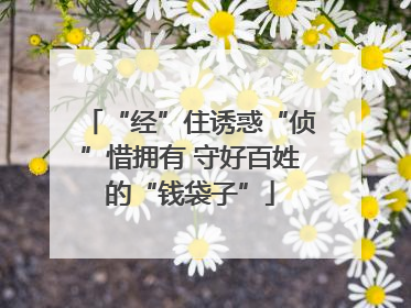 “经”住诱惑“侦”惜拥有 守好百姓的“钱袋子”