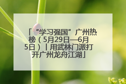 “学习强国”广州热榜（5月29日—6月5日）丨用武林门派打开广州龙舟江湖