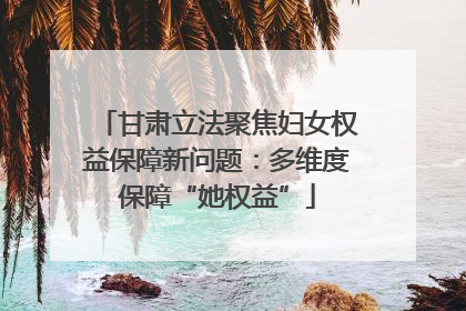 甘肃立法聚焦妇女权益保障新问题：多维度保障“她权益”