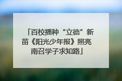 百校播种“立德”新苗《阳光少年报》照亮南召学子求知路