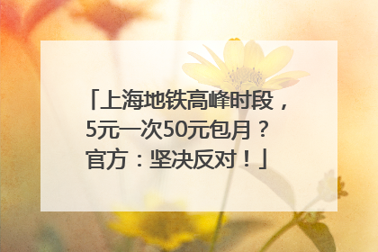 上海地铁高峰时段，5元一次50元包月？官方：坚决反对！