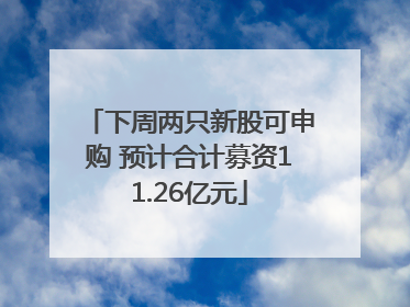 下周两只新股可申购 预计合计募资11.26亿元