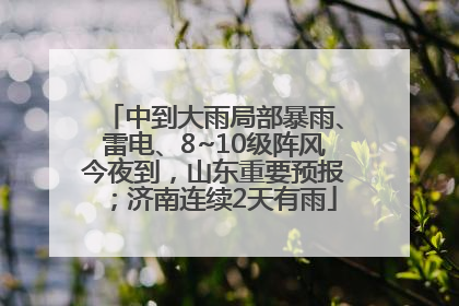 中到大雨局部暴雨、雷电、8~10级阵风今夜到，山东重要预报；济南连续2天有雨