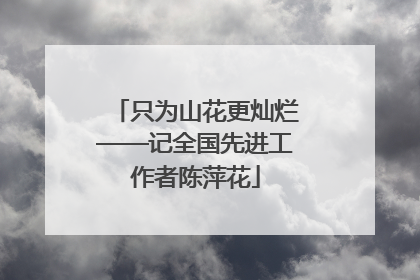 只为山花更灿烂——记全国先进工作者陈萍花