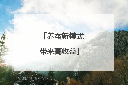 养蚕新模式带来高收益