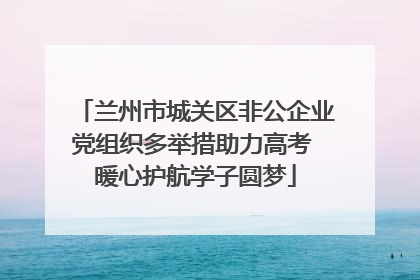 兰州市城关区非公企业党组织多举措助力高考 暖心护航学子圆梦