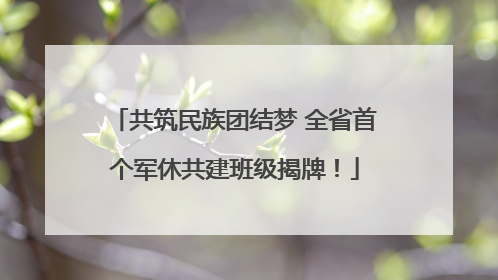 共筑民族团结梦 全省首个军休共建班级揭牌！
