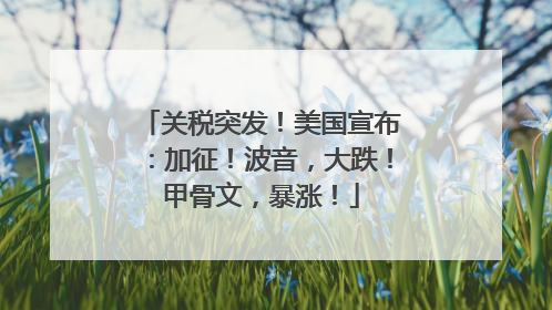 关税突发！美国宣布：加征！波音，大跌！甲骨文，暴涨！