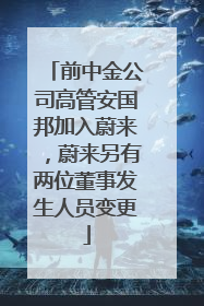 前中金公司高管安国邦加入蔚来，蔚来另有两位董事发生人员变更