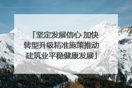 坚定发展信心 加快转型升级精准施策推动建筑业平稳健康发展