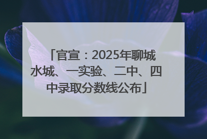 官宣：2025年聊城水城、一实验、二中、四中录取分数线公布