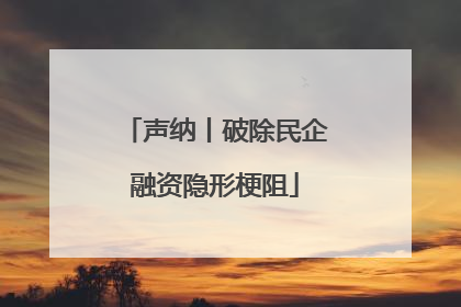 声纳丨破除民企融资隐形梗阻
