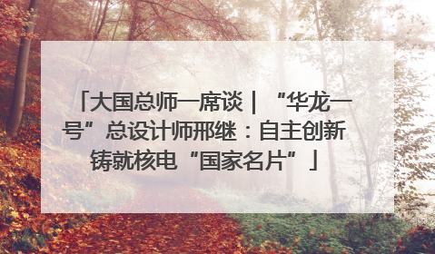 大国总师一席谈｜“华龙一号”总设计师邢继：自主创新铸就核电“国家名片”