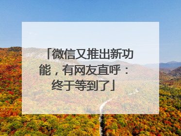 微信又推出新功能，有网友直呼：终于等到了