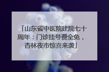 山东省中医院建院七十周年：门诊挂号费全免，杏林夜市惊喜来袭