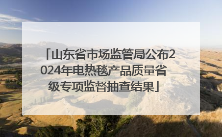 山东省市场监管局公布2024年电热毯产品质量省级专项监督抽查结果