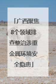 广西聚焦8个领域排查整治涉重金属环境安全隐患