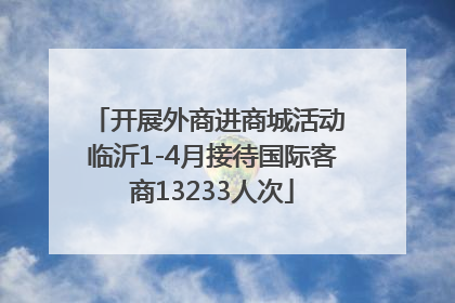 开展外商进商城活动 临沂1-4月接待国际客商13233人次