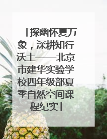 探幽怀夏万象，深耕知行沃土——北京市建华实验学校四年级部夏季自然空间课程纪实