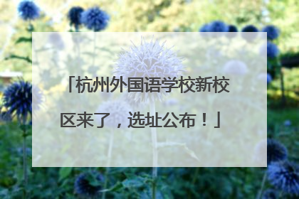 杭州外国语学校新校区来了，选址公布！