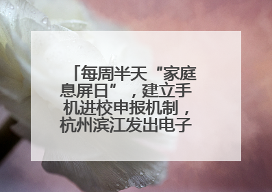 每周半天“家庭息屏日”，建立手机进校申报机制，杭州滨江发出电子设备“十约定”