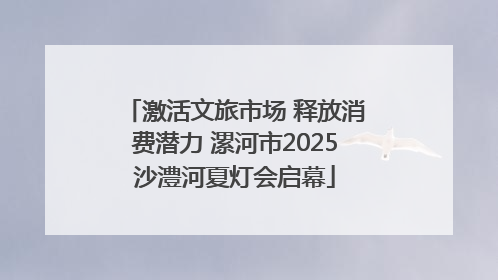 激活文旅市场 释放消费潜力 漯河市2025沙澧河夏灯会启幕