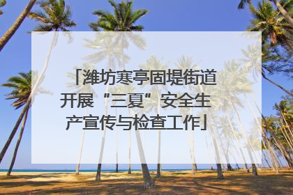 潍坊寒亭固堤街道开展“三夏”安全生产宣传与检查工作