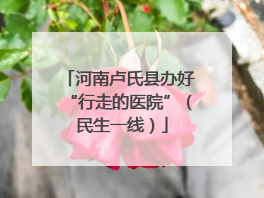 河南卢氏县办好“行走的医院”（民生一线）