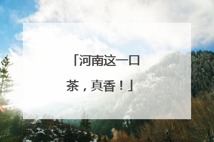 河南这一口茶，真香！