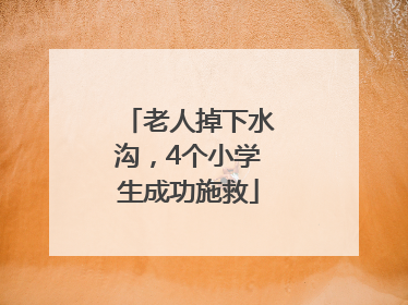 老人掉下水沟，4个小学生成功施救
