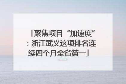聚焦项目“加速度”：浙江武义这项排名连续四个月全省第一