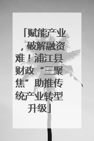 赋能产业，破解融资难！浦江县财政“三聚焦”助推传统产业转型升级
