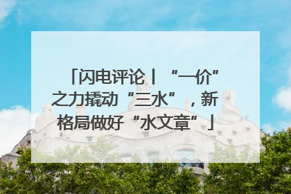 闪电评论丨“一价”之力撬动“三水”，新格局做好“水文章”