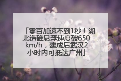零百加速不到1秒！湖北造磁悬浮速度破650km/h，建成后武汉2小时内可抵达广州