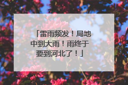 雷雨频发!局地中到大雨!雨终于要到河北了!