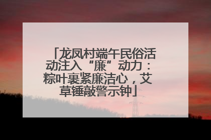 龙凤村端午民俗活动注入“廉”动力：粽叶裹紧廉洁心，艾草锤敲警示钟