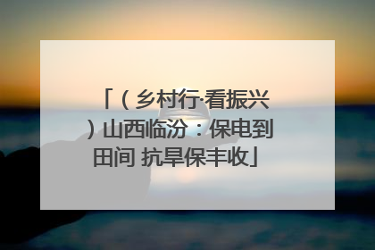 （乡村行·看振兴）山西临汾：保电到田间 抗旱保丰收
