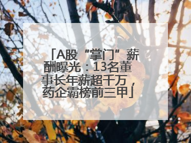 A股“掌门”薪酬曝光：13名董事长年薪超千万，药企霸榜前三甲